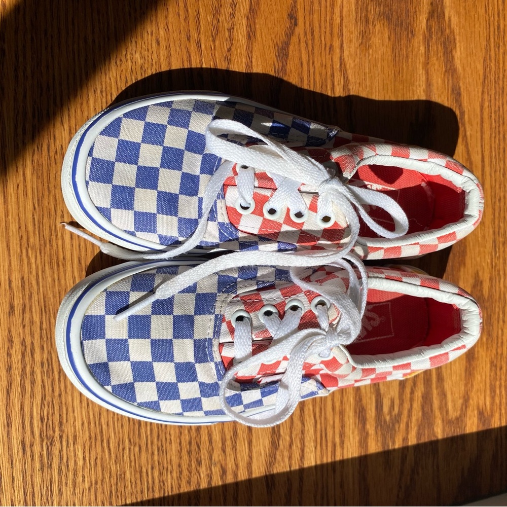 Vans Kids Blue and Red Checkered Sneakers size 13.5 kids